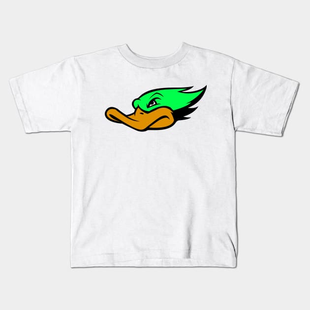 Green Duck Face Logo Kids T-Shirt by AnotherOne